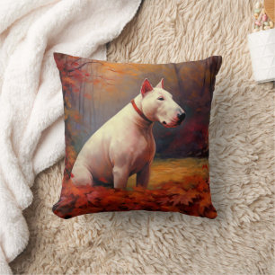 Almofada Bull Terrier no outono deixa cair inspiração
