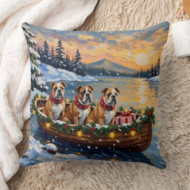 Almofada Bulldog Christmas Boat Holiday (Cobertor)
