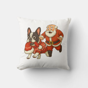 Almofada Bulldog engraçado do Natal rouba chapéu do Papai N