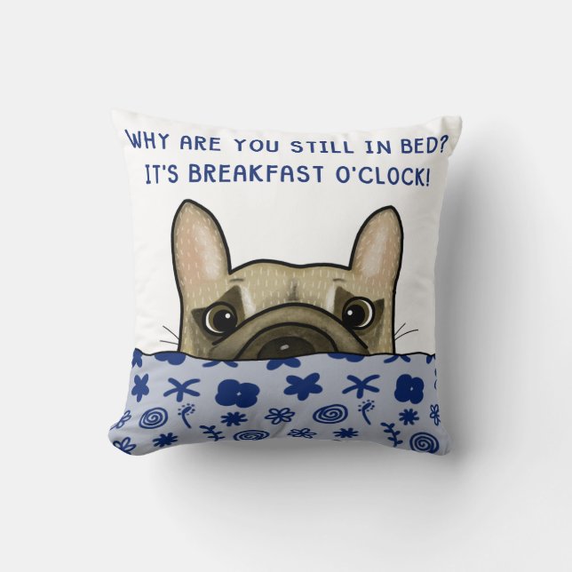 Almofada Bulldog Francês Café da Manhã O’Clock (Frente)