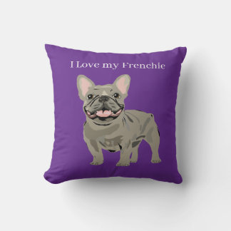 Almofada Bulldog Francês Cinza, Eu amo meu frenchie