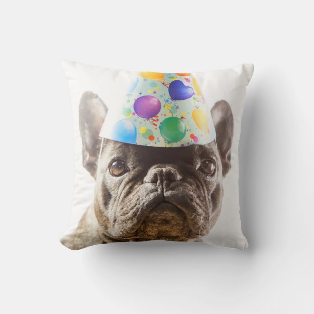 Almofada Bulldog Francês com Chapéu do Partido (Frente)