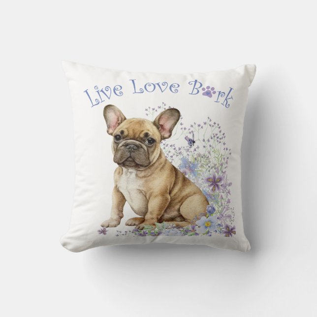 Almofada Bulldog Francês Floral (Frente)