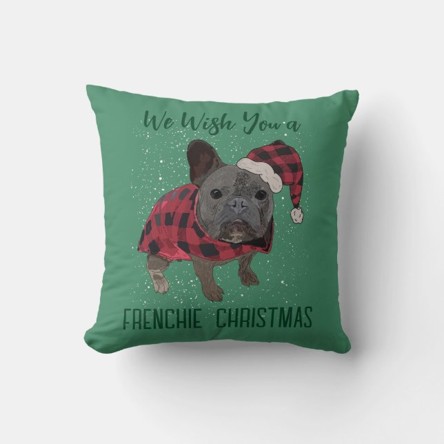 Almofada Bulldog Francês Natal Cachorro Engraçado (Frente)