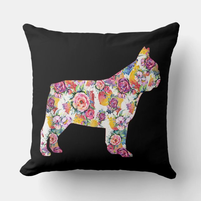 Almofada Bulldog Francês Patterno de Flor Francês Bulldog (Frente)