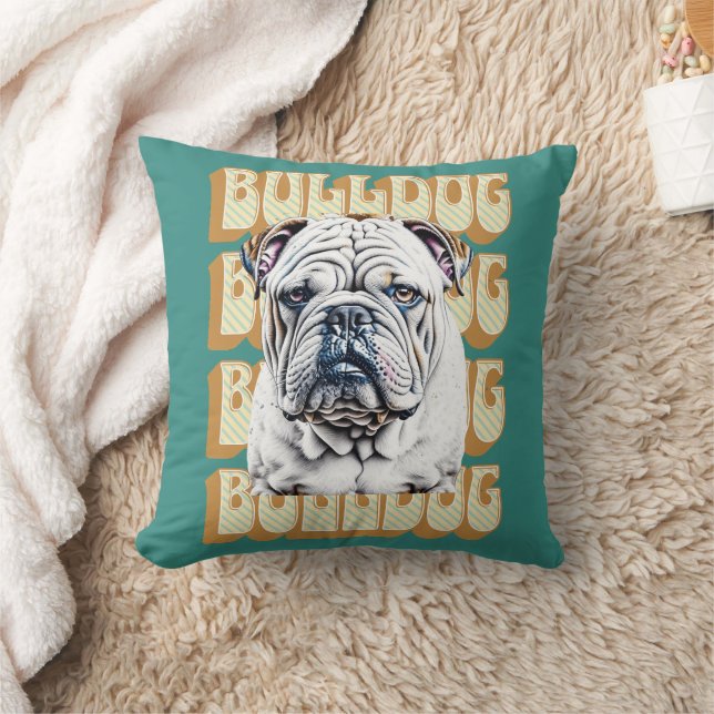 Almofada Bulldog Inglês com Fonte Retroativa (Cobertor)
