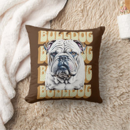 Almofada Bulldog Inglês com Fonte Retroativa
