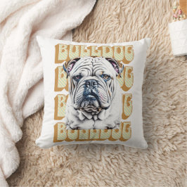 Almofada Bulldog Inglês com Fonte Retroativa