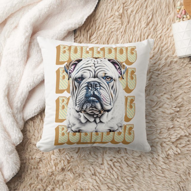 Almofada Bulldog Inglês com Fonte Retroativa (Cobertor)
