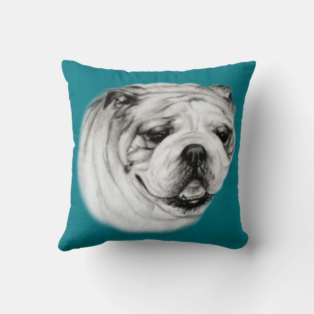 Almofada Bulldog Inglês pintado à mão (Verso)