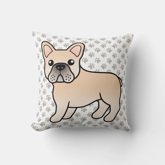 Almofada Bulldogue Francês Creme Cachorro Cartoon Fofo (Frente)