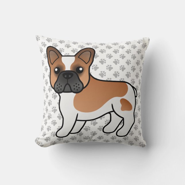 Almofada Bulldogue Francês Piebald Vermelho Cachorro de Des (Frente)