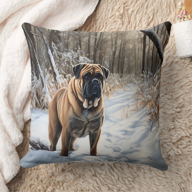 Almofada Bullmastiff Deixar Neve Natal (Cobertor)