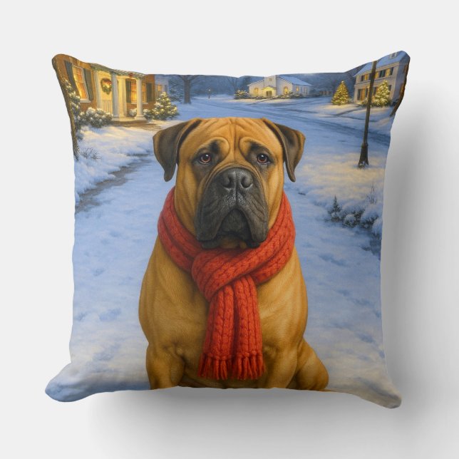 Almofada Bullmastiff Holiday Card (Frente)