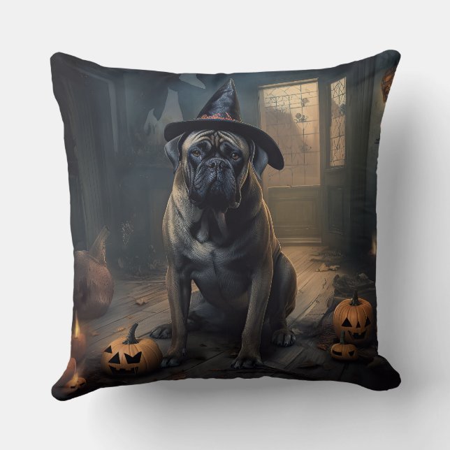 Almofada Bullmastiff Pumpkins Halloween Scary (Verso)