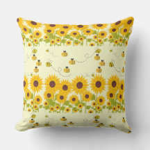 Bumble Sunflower Bee - Travesseiro decorativo