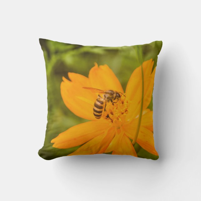 Almofada Bumblebee on a Sulfur Cosmos (Frente)