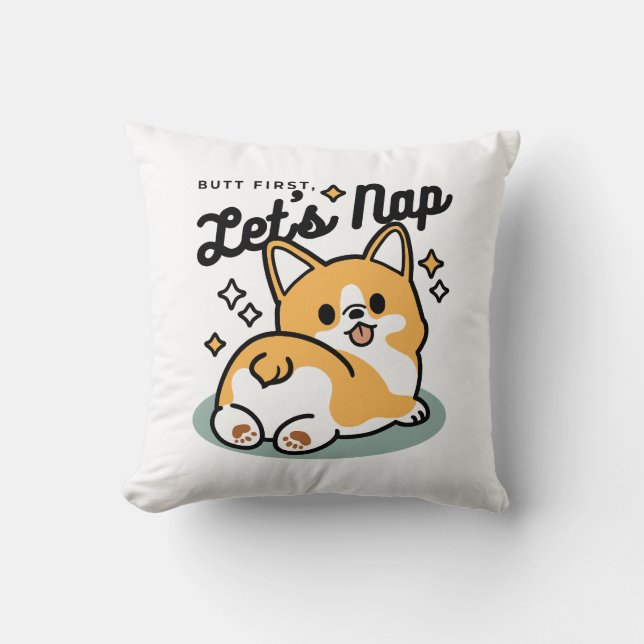 Almofada Bumbum Primeiro, Vamos Nap - Bumbum Corgi Cute (Frente)