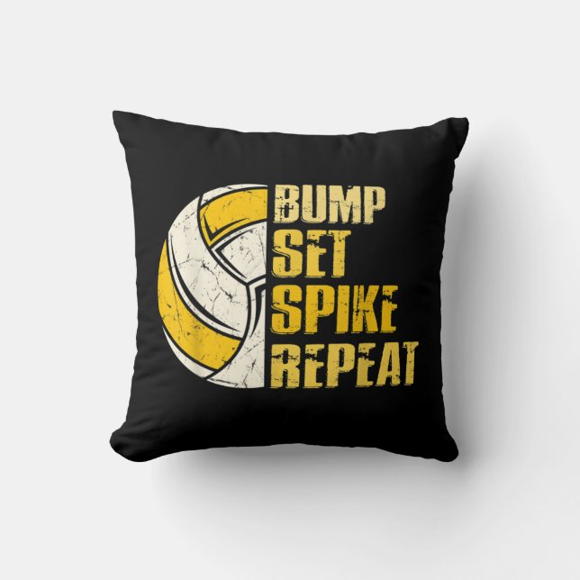 Almofada Bump Set Spike Repeat Volleyball Fun  (Frente)