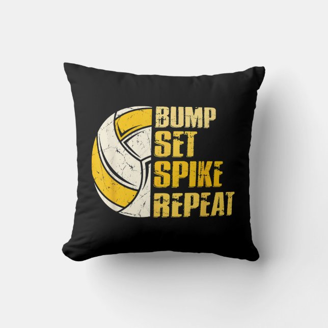 Almofada Bump Set Spike Repete Voleibol Engraçado (Frente)