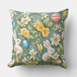Almofada Bunnies, Flores de primavera e Ovos de Páscoa. Pin