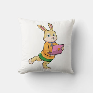Almofada Bunny como Secretário com Laptop