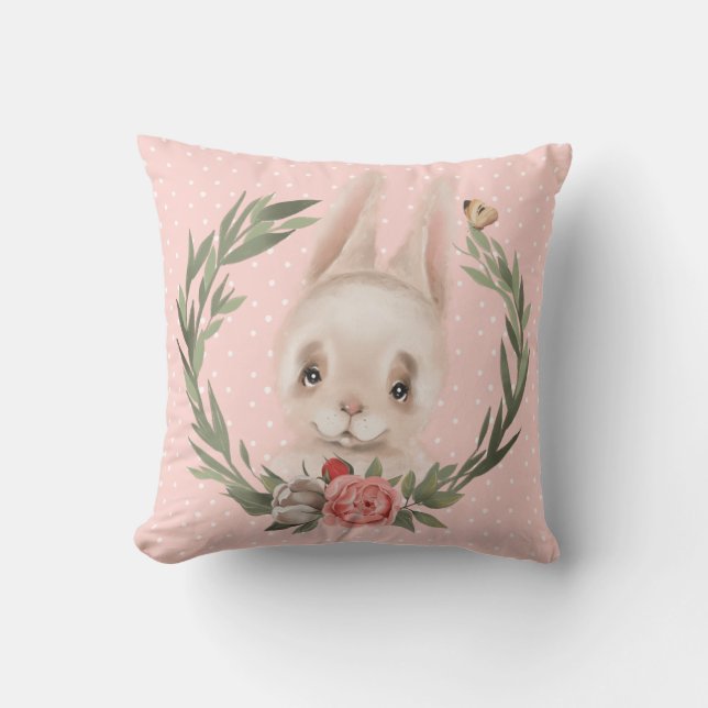 Almofada Bunny Floral Wreath (Frente)