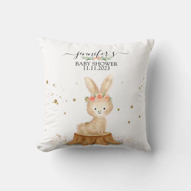 Almofada Bunny Rabbit wildlife forest baby gift (Frente)