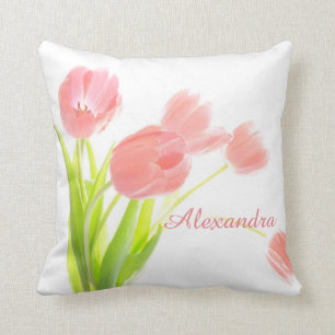 Almofada Buquê brilhante, fresco, cor-de-rosa da tulipa no