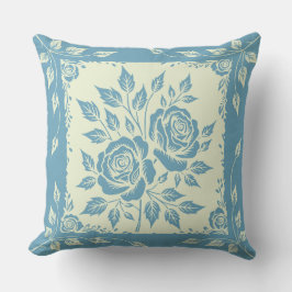 Almofada Buquê de corte de madeira com moldura azul