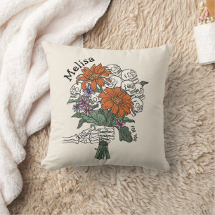 Almofada Buquê de Flor do Crânio Personalizado