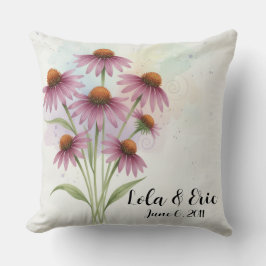 Almofada Buquê de Flores de Coneflower Roxa Aniversário