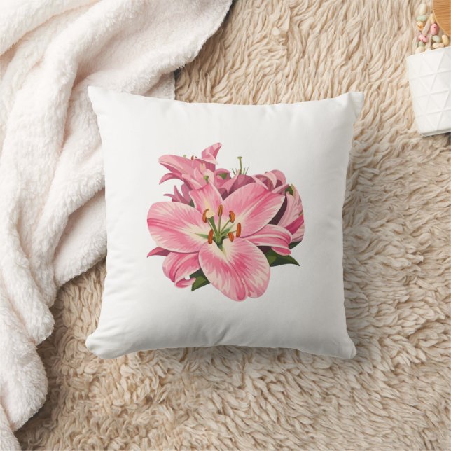Almofada Buquê de Flores de Lírio Rosa (Cobertor)