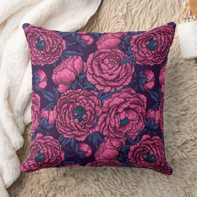 Almofada Buquê de pedônia rosa (Cobertor)
