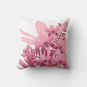 Almofada Buquê de plantas tropicais cor-de-rosa