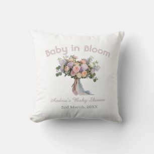 Almofada buquê floral baby in bloom baby shower retro rosa