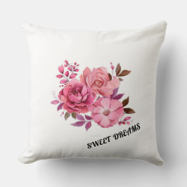 Almofada Buquê Floral de Aquarela Rosa Chic Sonhos Doces