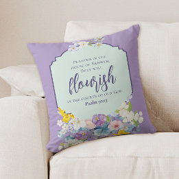 Almofada Buquê Floral de Aquarela Versículo da Escritura