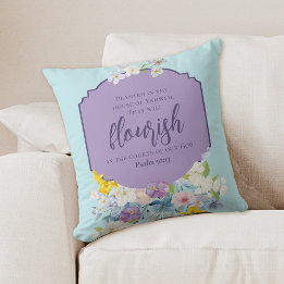 Almofada Buquê Floral de Primavera em Aquarela Versículo da