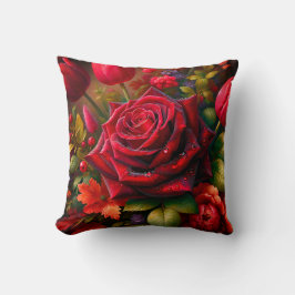 Almofada "Buquê Floral Vibrante com Gotas de Chuva