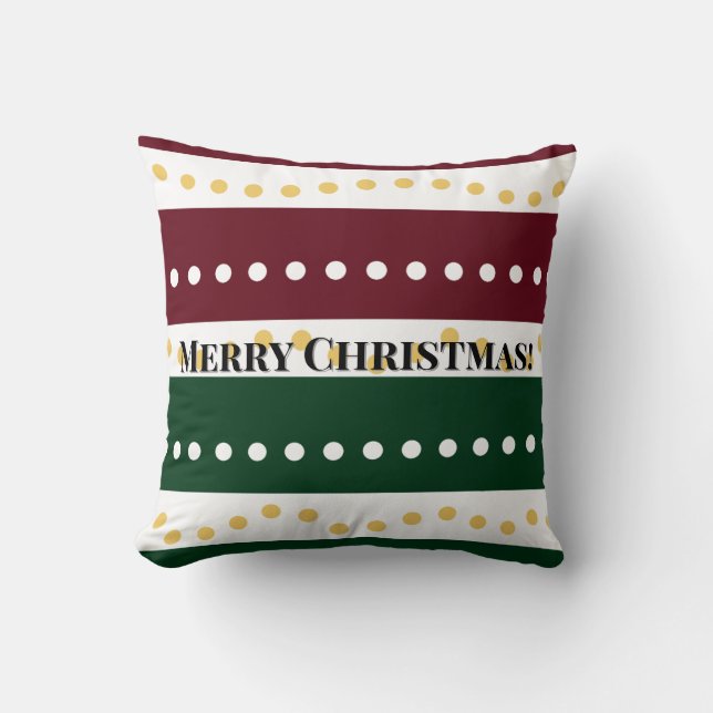 Almofada Burgundy and Emerald Golden Polka Dots Christmas  (Frente)