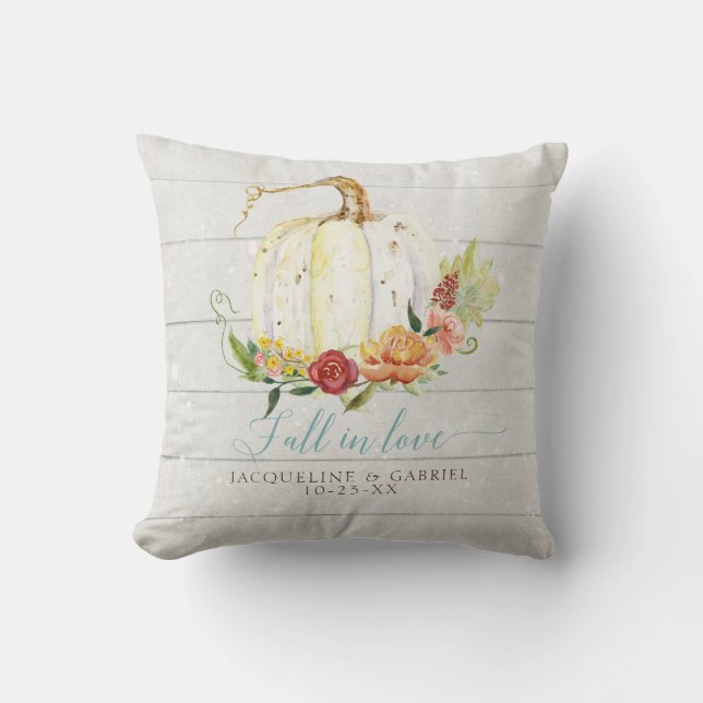 Almofada Burgundy Floral Fall in Love White Pumpkin Casamen (Frente)