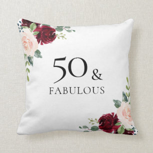 Almofada Burgundy Flowers Blush Mulheres 50º Presente de An