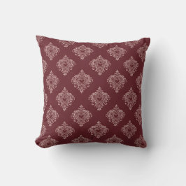Almofada Burgundy Heart Damask Throw Pillow