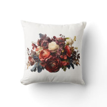Burgundy Marrom Coral Branco Floral Temperamental