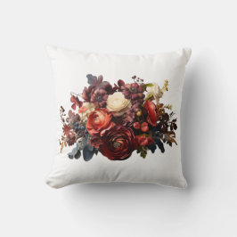 Almofada Burgundy Marrom Coral Branco Floral Temperamental