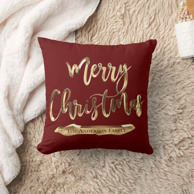Almofada Burgundy Red Add Name ou Text Feliz Natal (Cobertor)