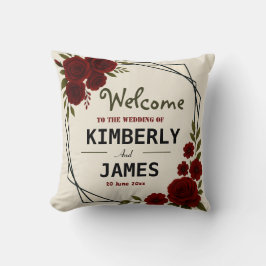 Almofada Burgundy Red & Black Geometric Wedding Modern