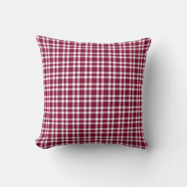 Almofada Burgundy White Plaid Pattern