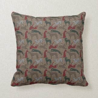 Almofada Burlap de Xadrez de Natal de Greyhound
